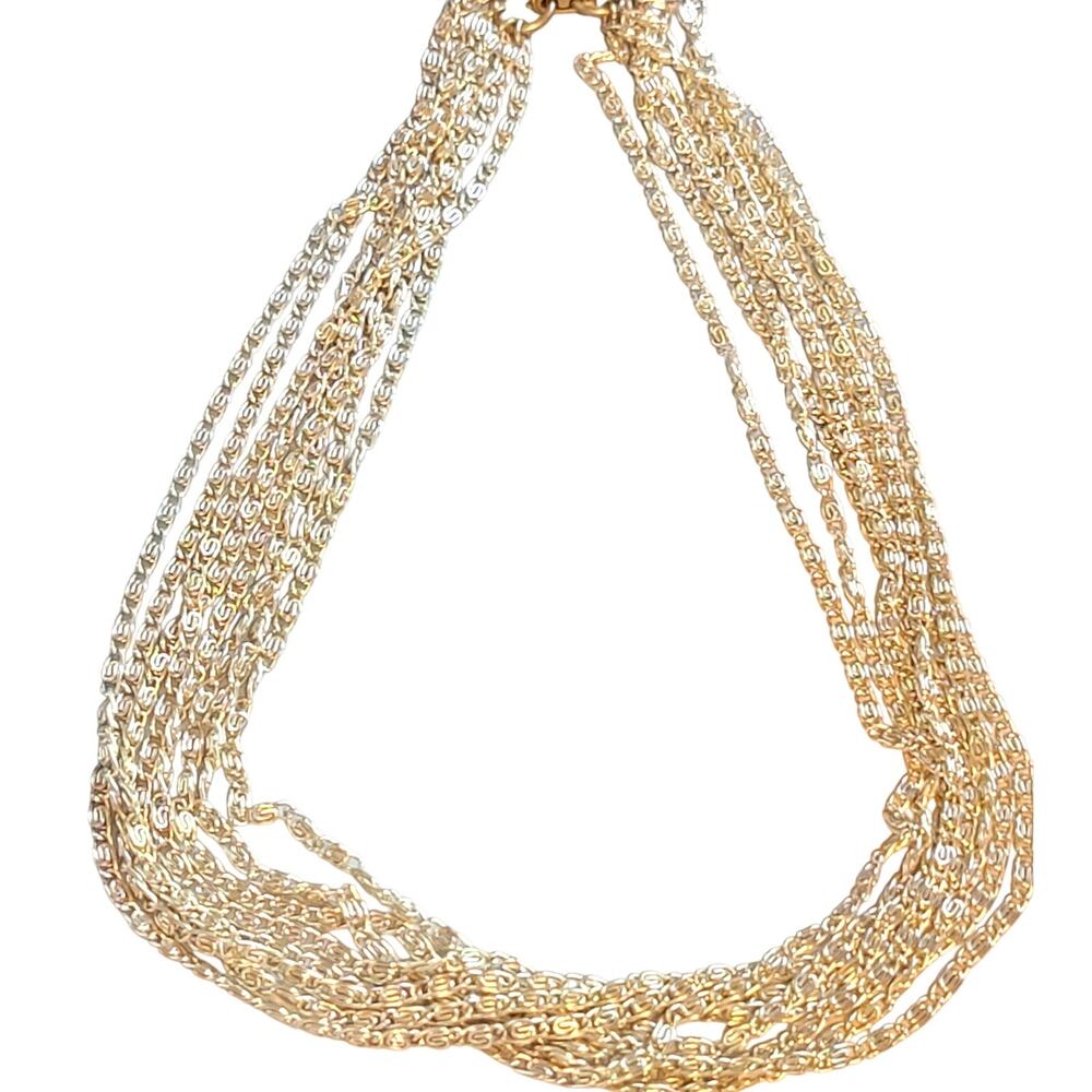Vintage Sarah Coventry Multi-Strand Chain Necklace, 8 Strands, Greek Key sn01-47